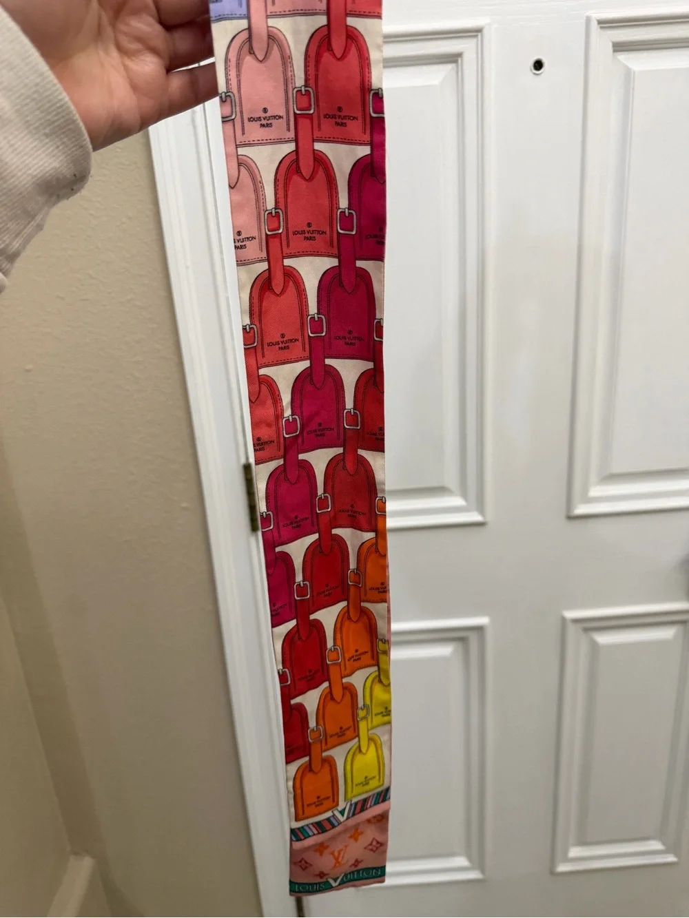 Louis Vuitton Pink and Red Monogram Silk Twilly